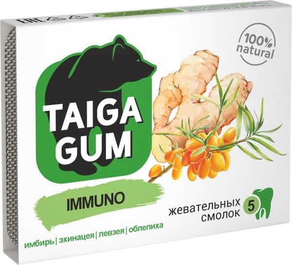 Смолка жевательная Taiga Gum Иммуно Алтайский нектар 5шт фотография