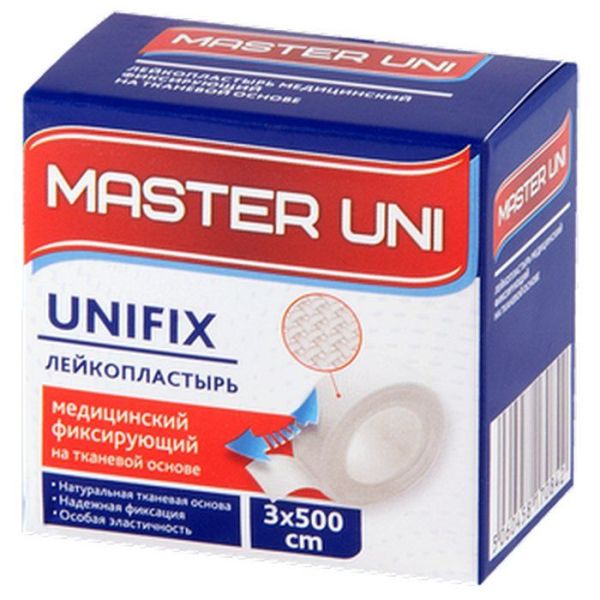 Изображение товара Лейкопластырь Master Uni Unifix 3*500 тканевая основа Лейкопластырь Master Uni Unifix 3*500 тканевая основа фотография