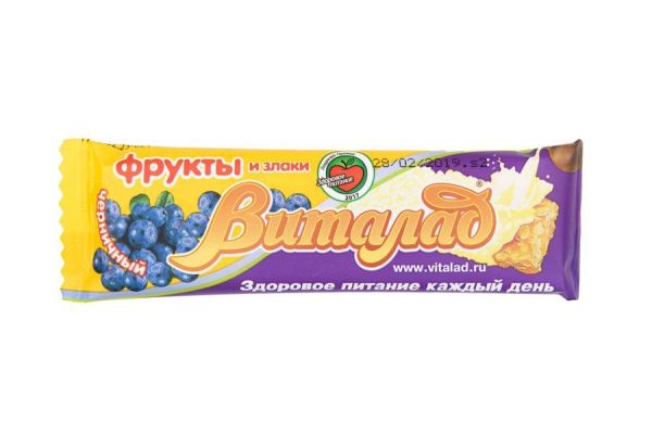 Изображение товара Батончик мюсли Виталад Черничный на фруктозе 40г Батончик мюсли Виталад Черничный на фруктозе 40г фотография